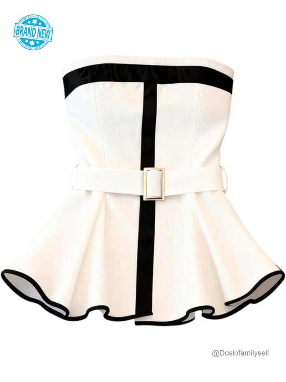 Women's Babydoll Tube Tank Top with Adjustable Belt and Ruffle Back Detail